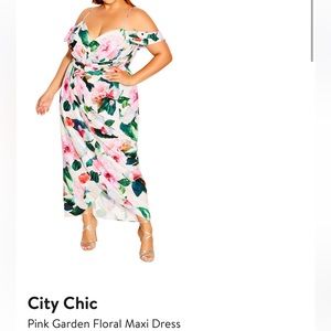City Chic Pink Garden Maxi Dress